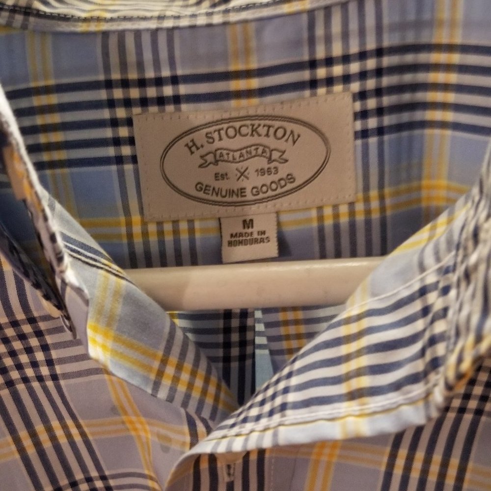 H Stockton Med Blue and Yellow Dress Shirt